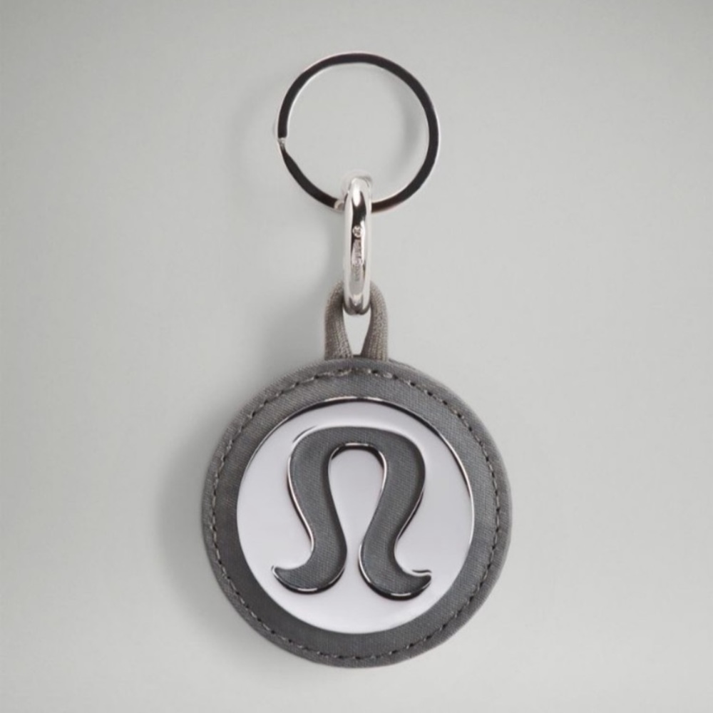 NWT Lululemon Logo Bag Charm & Keychain Gray Sage Silver